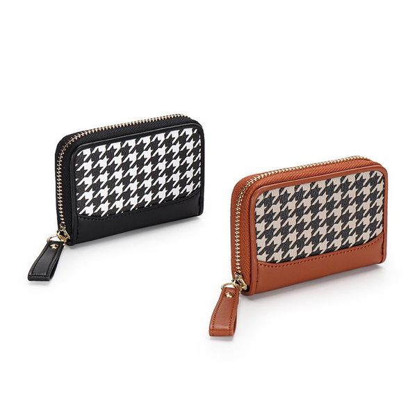 card holders houndstooth holder wallet women id/ short femme ladies multiple slots money pouch, Brown;gray
card holders houndstooth holder wallet women id/ short femme ladies multiple slots money pouch, Brown;gray