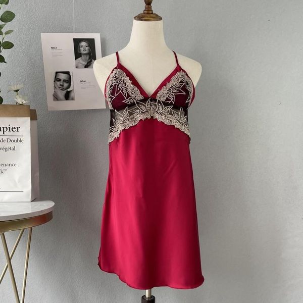 women's sleepwear women satin spaghetti strap nightgown lace patchwork nightwear intimate lingerie loose home dressing gown, Black;red
women's sleepwear women satin spaghetti strap nightgown lace patchwork nightwear intimate lingerie loose home dressing gown, Black;red