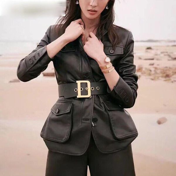 women's leather & faux real genuine jacket autumn winter coat women clothes 2021 korean vintage sheepskin, Black
women's leather & faux real genuine jacket autumn winter coat women clothes 2021 korean vintage sheepskin, Black