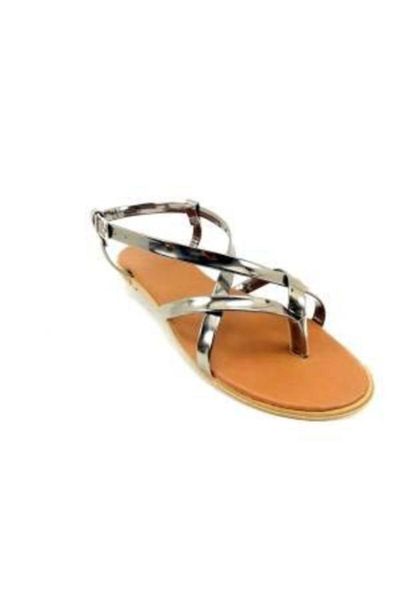 sandals women silver patent leather thong summer, Black