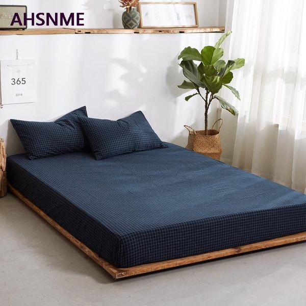 ahsnme dark blue small plaid 100% cotton sheets super soft parure de lit cool summer simple water fitted sheet 150/200/180/200cm
ahsnme dark blue small plaid 100% cotton sheets super soft parure de lit cool summer simple water fitted sheet 150/200/180/200cm