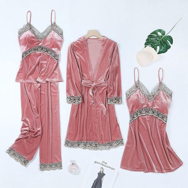 women's sleepwear autumn velour kimono robe set casual nightwear women 4pcs bathrobe gown intimate lingerie velvet homewear sleep, Black;red
women's sleepwear autumn velour kimono robe set casual nightwear women 4pcs bathrobe gown intimate lingerie velvet homewear sleep, Black;red