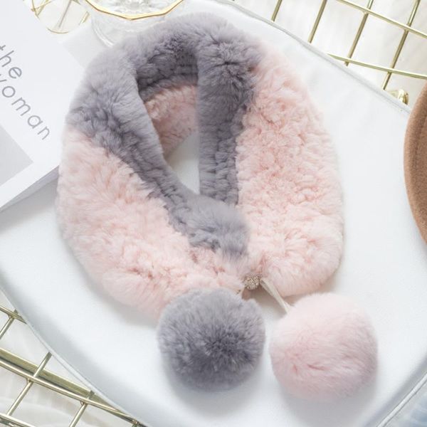 scarves real rex fur knitted warm scarf collar women winter lady accessory, Blue;gray