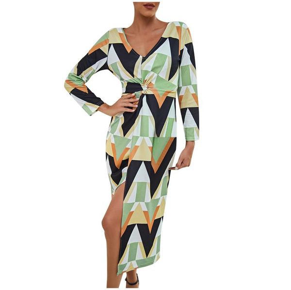 casual dresses ladies geometric print long dress fashoin v-neck sleeve sundress leisure pleated design split women clothing, Black;gray
casual dresses ladies geometric print long dress fashoin v-neck sleeve sundress leisure pleated design split women clothing, Black;gray
