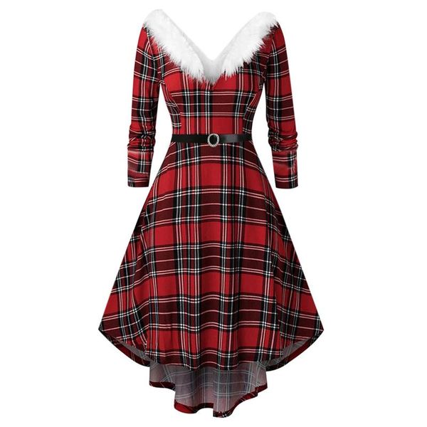 casual dresses women christmas faux-plush panel winter party wedding dress fashoin plaid print long sleeve vestidos female sashes robes, Black;gray
casual dresses women christmas faux-plush panel winter party wedding dress fashoin plaid print long sleeve vestidos female sashes robes, Black;gray