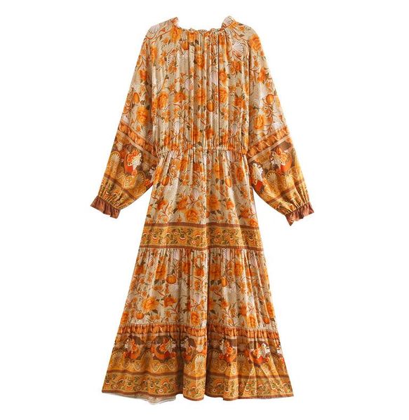 2021 bohemia women orange bell floral print dress holiday adjust tassel bandage lacing up waist long sleeve long dresses holiday, Red
2021 bohemia women orange bell floral print dress holiday adjust tassel bandage lacing up waist long sleeve long dresses holiday, Red