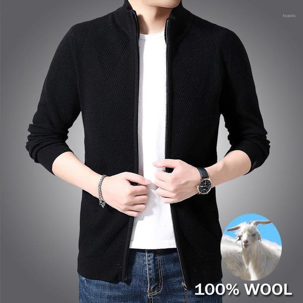 men's sweaters 100% mens cashmere wool cardigan sweater full zipper turtleneck knitted slim fit with pockets sueter hombre winter jacke, White;black
men's sweaters 100% mens cashmere wool cardigan sweater full zipper turtleneck knitted slim fit with pockets sueter hombre winter jacke, White;black