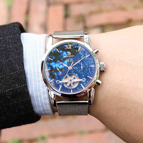 mgorkina luxury brand men's watch rope-steel mesh band bracelet automatic toubillon watches skeleton mechanical, Slivery;brown
mgorkina luxury brand men's watch rope-steel mesh band bracelet automatic toubillon watches skeleton mechanical, Slivery;brown
