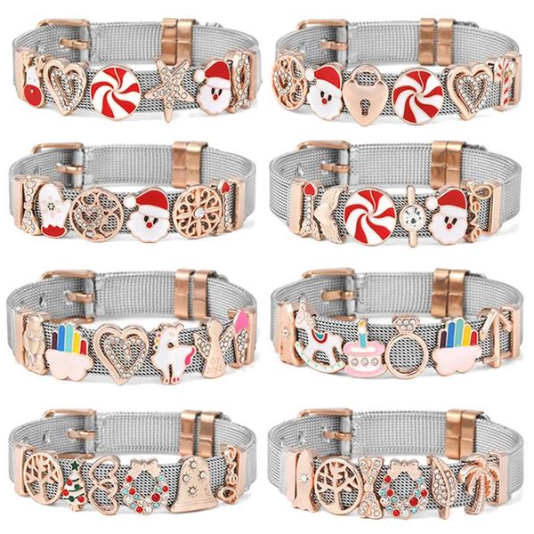 charm bracelets design two-colors 10mm keeper mesh with santa claus slide beads for women fashion christmas jewelry gift, Golden;silver
charm bracelets design two-colors 10mm keeper mesh with santa claus slide beads for women fashion christmas jewelry gift, Golden;silver