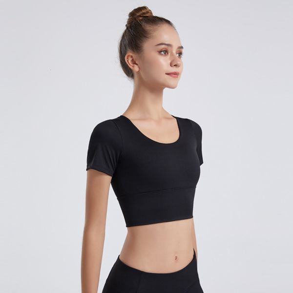 new style female yoga short sleeve t-shirt cross sports back fast dry skinny top, Gray
new style female yoga short sleeve t-shirt cross sports back fast dry skinny top, Gray