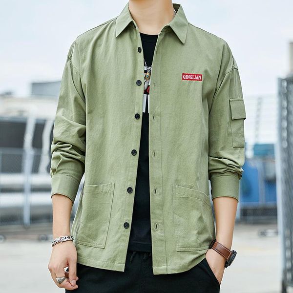 men's casual shirts 2021 spring and autumn washed long sleeve shirt loose size hong kong style coat, White;black
men's casual shirts 2021 spring and autumn washed long sleeve shirt loose size hong kong style coat, White;black