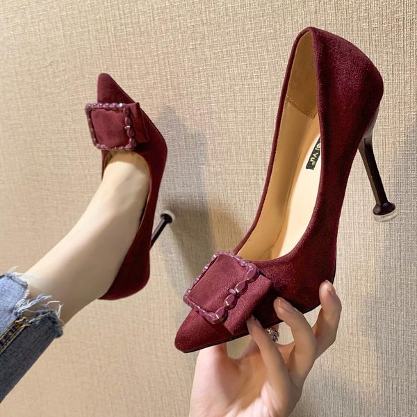 dress shoes metal bowknot shallow women pumps pointed toe high heels woman wedding soft flock fashion lady office w32-29, Black
dress shoes metal bowknot shallow women pumps pointed toe high heels woman wedding soft flock fashion lady office w32-29, Black