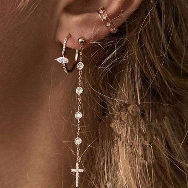 ez3300 fashion jewelry personality creativity no hole ear hanging women's long tassel cross earrings, Silver
ez3300 fashion jewelry personality creativity no hole ear hanging women's long tassel cross earrings, Silver