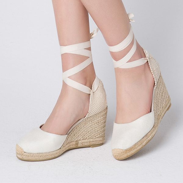Womens wedge platform ankle strap sandals round toe canvas summer high heels dress heels bohemia style beach sandalias shoes, Black
Womens wedge platform ankle strap sandals round toe canvas summer high heels dress heels bohemia style beach sandalias shoes, Black