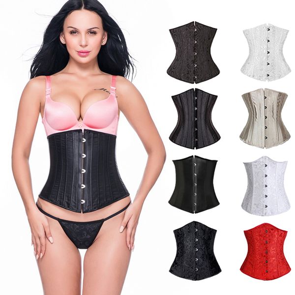 women waist cincher corsets 24 steel boned bustiers corset underbust satin body shaper lingerie waist cincher corselet, Black
women waist cincher corsets 24 steel boned bustiers corset underbust satin body shaper lingerie waist cincher corselet, Black