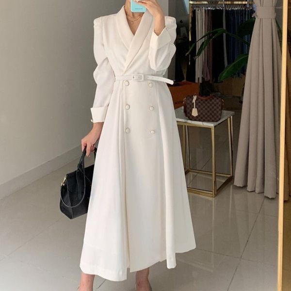 casual dresses women autumn double breasted elegant shirt notched long sleeve office ladies blazer dress loose a-line vestido, Black;gray
casual dresses women autumn double breasted elegant shirt notched long sleeve office ladies blazer dress loose a-line vestido, Black;gray