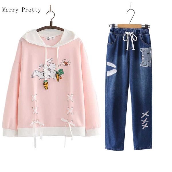 women casual sets pant cartoon print lace up hooded sweatshirts with embroidery denim pants tracksuit suit spring clothing 210526, White
women casual sets pant cartoon print lace up hooded sweatshirts with embroidery denim pants tracksuit suit spring clothing 210526, White