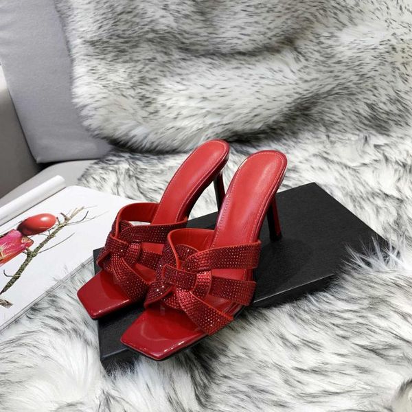 slippers crystal high heels peep toe shoes woman summer slides runway ladies sandals red black diamond zapatos de mujer
slippers crystal high heels peep toe shoes woman summer slides runway ladies sandals red black diamond zapatos de mujer