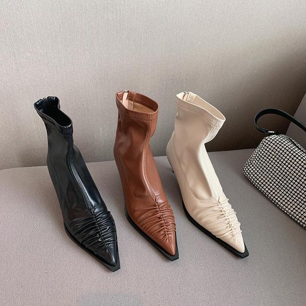 boots fashion women sock black/beige/brown pointed toe ankle booties thin high heels pumps back zipper size 35-39
boots fashion women sock black/beige/brown pointed toe ankle booties thin high heels pumps back zipper size 35-39