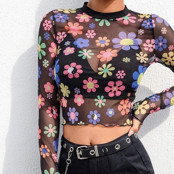 new 2021 spring fashion women black o neck mesh sheer see through colorful flower long sleeve crop short t shirt, White
new 2021 spring fashion women black o neck mesh sheer see through colorful flower long sleeve crop short t shirt, White