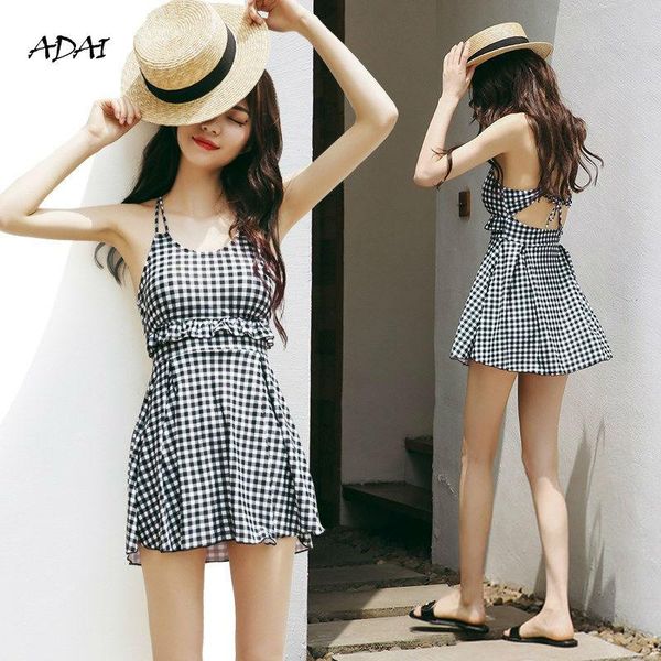 black one piece swimsuit women 2021 vintage grid print ruffle waist swimming suit cute skirt backless summer beach swimwear
black one piece swimsuit women 2021 vintage grid print ruffle waist swimming suit cute skirt backless summer beach swimwear