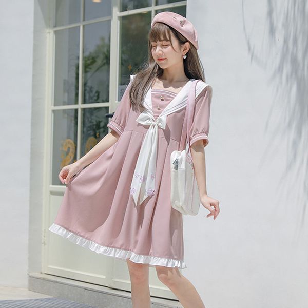 2021 sailor collar puff sleeve girl white pink flower dress harajuku kawaii vintage cosplay lolita clothes women beach sundress, Black;gray
2021 sailor collar puff sleeve girl white pink flower dress harajuku kawaii vintage cosplay lolita clothes women beach sundress, Black;gray