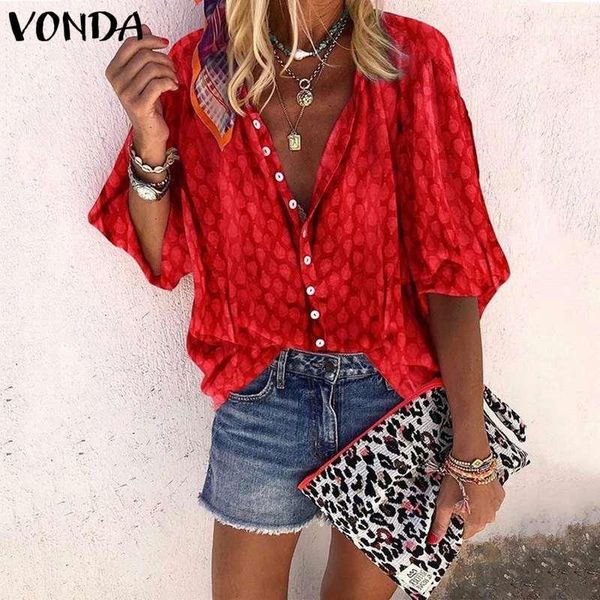 women's blouses & shirts vonda tunic women summer blouse vintage 3/4 sleeve printed 2021 casual loose beach office blusa femininas plu, White
women's blouses & shirts vonda tunic women summer blouse vintage 3/4 sleeve printed 2021 casual loose beach office blusa femininas plu, White