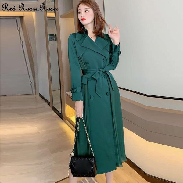 women's trench coats red roosarosee fashion autumn women turn-down collar long sleeve double breasted green pleated overocat female out, Tan;black
women's trench coats red roosarosee fashion autumn women turn-down collar long sleeve double breasted green pleated overocat female out, Tan;black