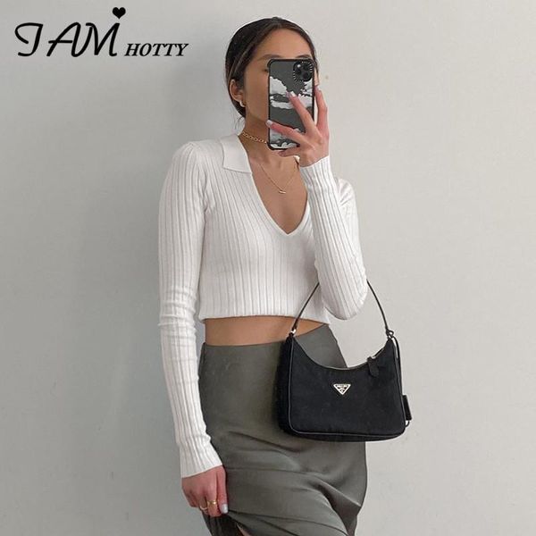 women's t-shirt iamty white knitted turn-down collar clothing ulzzang korean long sleeve tshirt female harajuku fashion croped tees
women's t-shirt iamty white knitted turn-down collar clothing ulzzang korean long sleeve tshirt female harajuku fashion croped tees