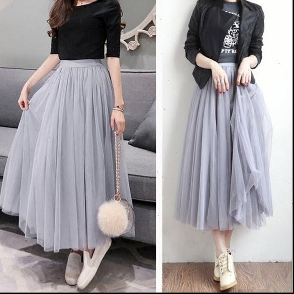 women tulle skirts fashion elastic high waist mesh tutu skirt solid color pleated long skirts korean version midi skirt, Black
women tulle skirts fashion elastic high waist mesh tutu skirt solid color pleated long skirts korean version midi skirt, Black