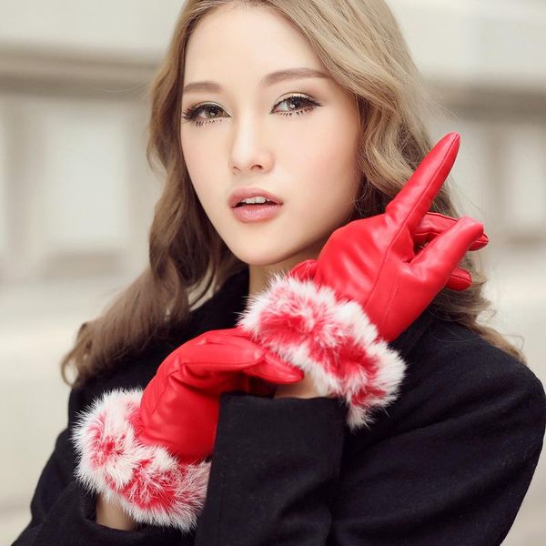 five fingers gloves women warm leather glove fashion winter ladies hand warmer fur luxury mittens s2568, Blue;gray
five fingers gloves women warm leather glove fashion winter ladies hand warmer fur luxury mittens s2568, Blue;gray