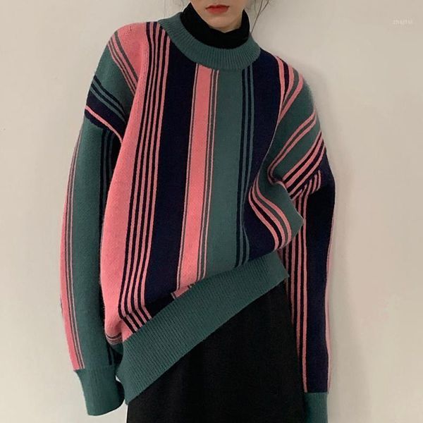 women's sweaters fashion patchwork striped sweater women high street long sleeve winter o neck pullovers warm up, White;black
women's sweaters fashion patchwork striped sweater women high street long sleeve winter o neck pullovers warm up, White;black