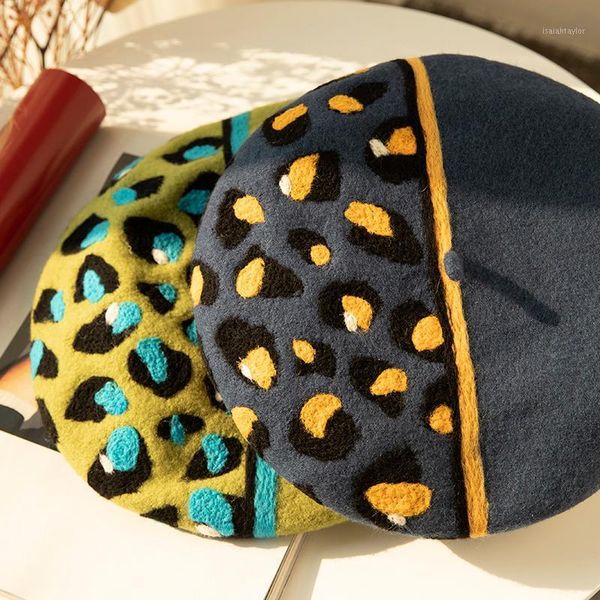 berets hats for women creative leopard design wool felt beret handmade french style winter novelty artist birthday gift, Blue;gray
berets hats for women creative leopard design wool felt beret handmade french style winter novelty artist birthday gift, Blue;gray