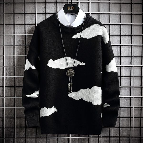 men's sweaters winter long sleeved sweatshirt, loose thick and warm, 2021, White;black
men's sweaters winter long sleeved sweatshirt, loose thick and warm, 2021, White;black