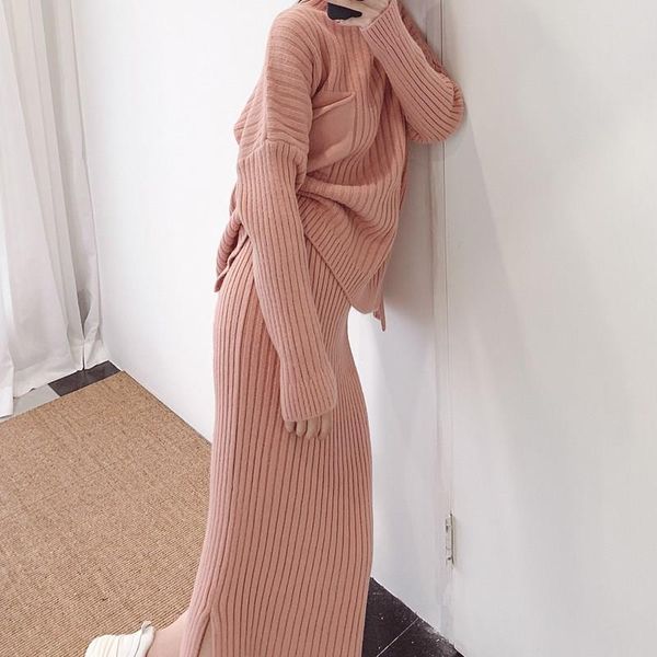 two piece dress winter women cashmere sweaters sets turtleneck loose knit pullover and split skirt lady casual knitted suits, White
two piece dress winter women cashmere sweaters sets turtleneck loose knit pullover and split skirt lady casual knitted suits, White