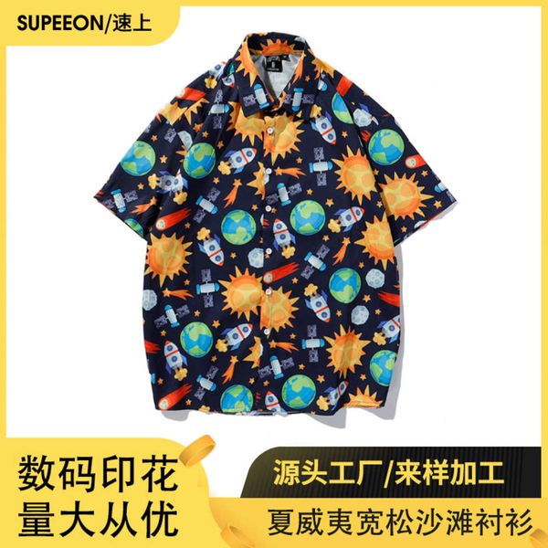 men's fashion polos summer hawaiian casual printed loose short sleeve shirt, White;black
men's fashion polos summer hawaiian casual printed loose short sleeve shirt, White;black