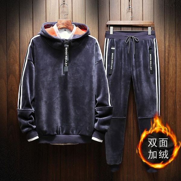 boutique cross border autumn and winter men's plush sports leisure cover hooded plush solid color sweater suit for men, Gray
boutique cross border autumn and winter men's plush sports leisure cover hooded plush solid color sweater suit for men, Gray
