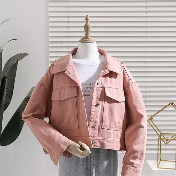 women's jackets women vintage short jeans jacket loose big pocket long sleeve korean casual light blue cropped denim 2021 spring autumn, Black;brown
women's jackets women vintage short jeans jacket loose big pocket long sleeve korean casual light blue cropped denim 2021 spring autumn, Black;brown