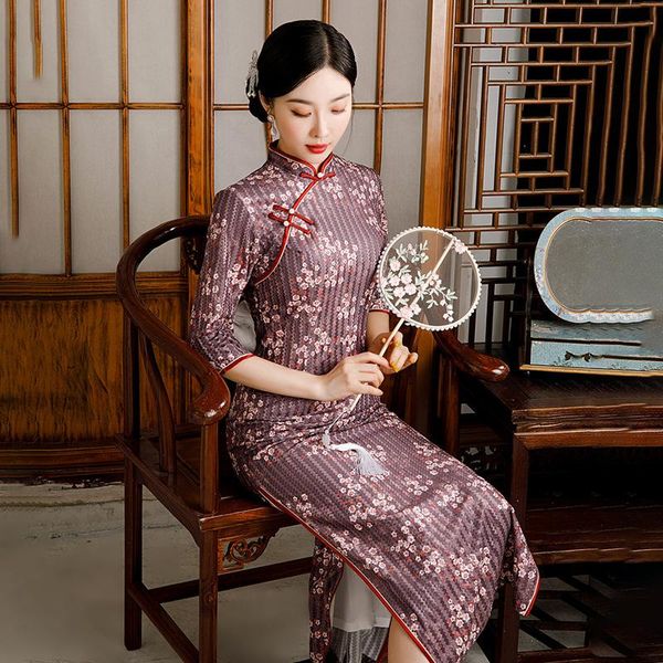 ethnic clothing lady chinese traditional cheongsam elegant print floral velour qipao party prom dress long striped vestidos plus size, Red
ethnic clothing lady chinese traditional cheongsam elegant print floral velour qipao party prom dress long striped vestidos plus size, Red