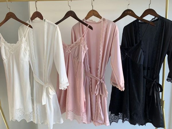 women's sleepwear 2pcs lace women bride dressing robe gown sets kimono bathrobe nightdress summer lingerie sleepshirt skirt lounge home, Black;red
women's sleepwear 2pcs lace women bride dressing robe gown sets kimono bathrobe nightdress summer lingerie sleepshirt skirt lounge home, Black;red