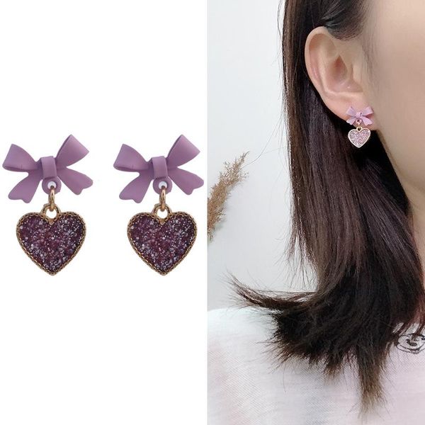 dangle & chandelier purple heart earrings korean fashion elegant trendy style bow knot for women girls jewelry, Silver
dangle & chandelier purple heart earrings korean fashion elegant trendy style bow knot for women girls jewelry, Silver