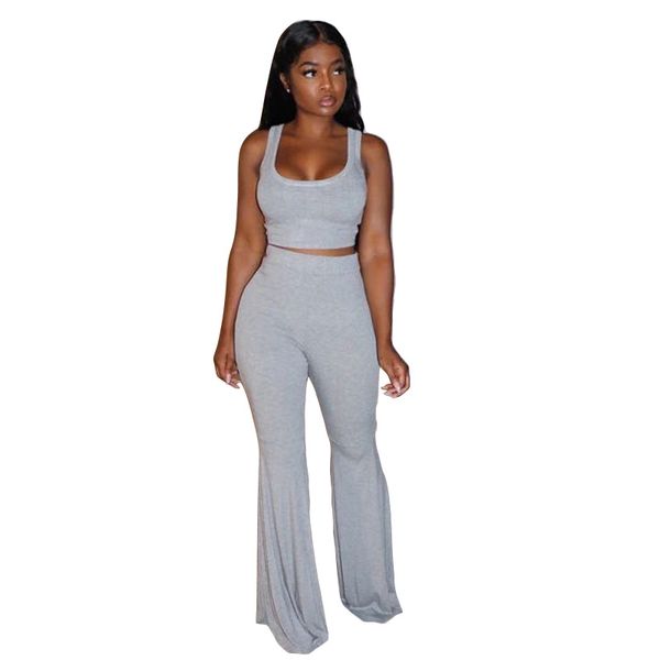 two-piece solid color style casual home flared pants high elastic suit women two piece outfits for women pullover vest v013, Gray
two-piece solid color style casual home flared pants high elastic suit women two piece outfits for women pullover vest v013, Gray