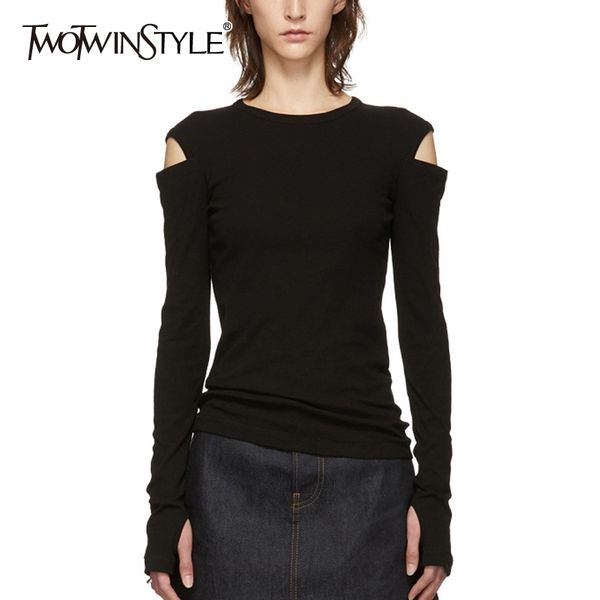 twotwinstyle casual women t-shirt o neck long sleeve hollow out off shoulder slim t shirt female fashion clothing tide 210310, White
twotwinstyle casual women t-shirt o neck long sleeve hollow out off shoulder slim t shirt female fashion clothing tide 210310, White