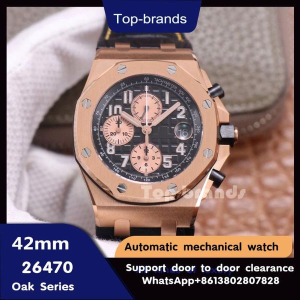 wristwatches royal series 26470 full rose gold fluorescent ceramic chronograph men's automatic mechanical watch date display 1:1, Slivery;brown
wristwatches royal series 26470 full rose gold fluorescent ceramic chronograph men's automatic mechanical watch date display 1:1, Slivery;brown