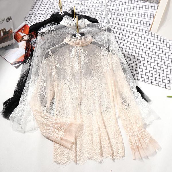 women's blouses & shirts lace see-through women blouse summer ruffled neck butterfly sleeve ladies flower back night club 0.07, White
women's blouses & shirts lace see-through women blouse summer ruffled neck butterfly sleeve ladies flower back night club 0.07, White