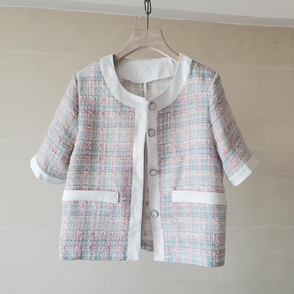women's jackets summer vintage short sleeve plaid woolen coat women tweed jacket fashion korean elegant chic outwear crop chaqueta muje, Black;brown
women's jackets summer vintage short sleeve plaid woolen coat women tweed jacket fashion korean elegant chic outwear crop chaqueta muje, Black;brown