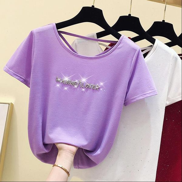 2021 sequins diamond letter white t shirt women tshirt female summer t shirt korean fashion purple tee shirt femme
2021 sequins diamond letter white t shirt women tshirt female summer t shirt korean fashion purple tee shirt femme