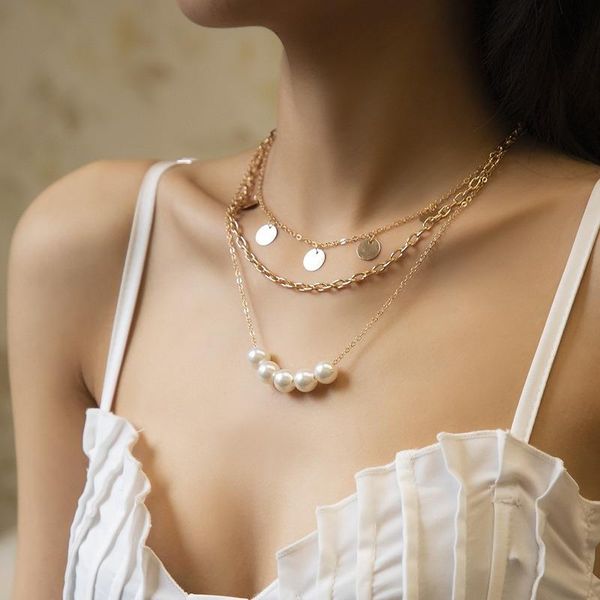pendant necklaces women multi layered round sequins tassel choker necklace for ladies pearl wedding neck jewelry collar de mujer, Silver
pendant necklaces women multi layered round sequins tassel choker necklace for ladies pearl wedding neck jewelry collar de mujer, Silver