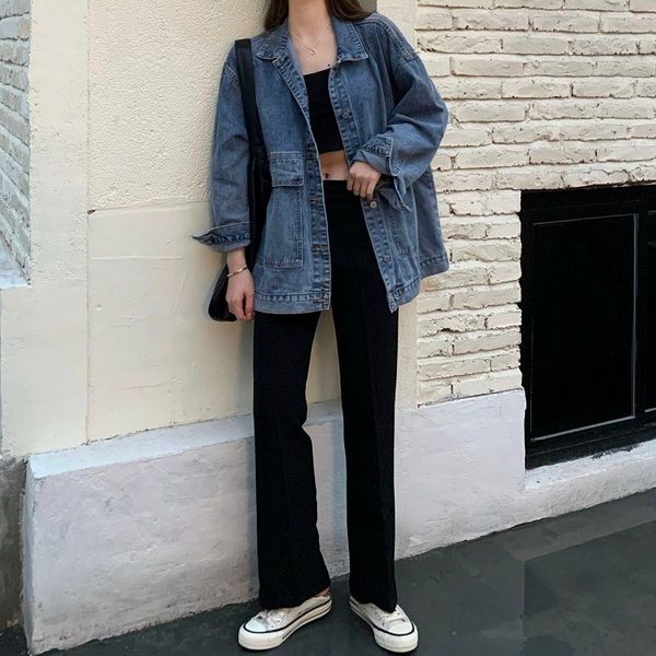 new women retro denim jacket women spring autumn korean style simple casual blue black jackets loose wild student denim jacket, Black;brown
new women retro denim jacket women spring autumn korean style simple casual blue black jackets loose wild student denim jacket, Black;brown