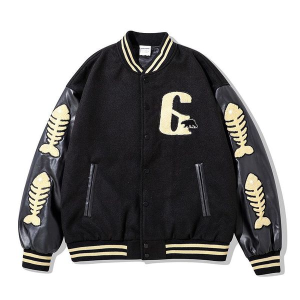 men's jackets mens hip hop varsity furry bone patchwork color block bomber men harajuku streetwear baseball coats 2021, Black;brown
men's jackets mens hip hop varsity furry bone patchwork color block bomber men harajuku streetwear baseball coats 2021, Black;brown